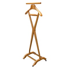 Italian Mid-Century Beech and Brass Valet Stand Ico Parisi style Reguitti's 1950