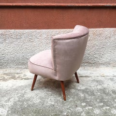 Italienischer Cocktailsessel aus Buche und pulverbeschichtetem Samt:: 1960er Jahre
