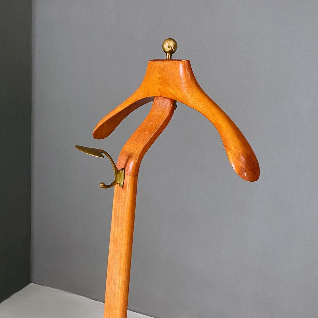 Mid-20th Century Italian Mid Century Beech Brass Valet Clothes Stand by Reguitti Brothers 1950s