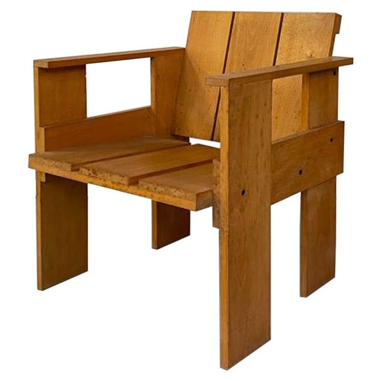 Italian Mid-Century Beech Crate Chair by G. T. Rietveld for Cassina, 1934 For Sale