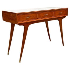 Italian Mid Century Beech, Glass and Brass Bedroom or Hall Console, 1940s