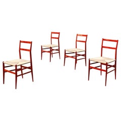 Italian Mid Century Beech Straw Superleggera Chairs Gio Ponti for Cassina 1951