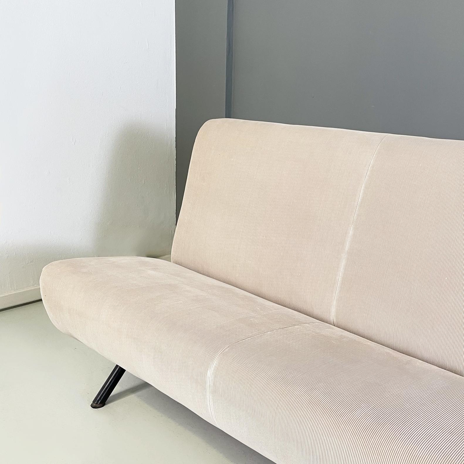 Mid-20th Century Italian Midcentury Beige Velvet Sofa Triennale by Marco Zanuso for Arflex, 1956 For Sale