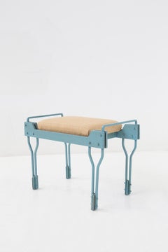 Italian Mid-Century Bench in Painted Wood and Fabric