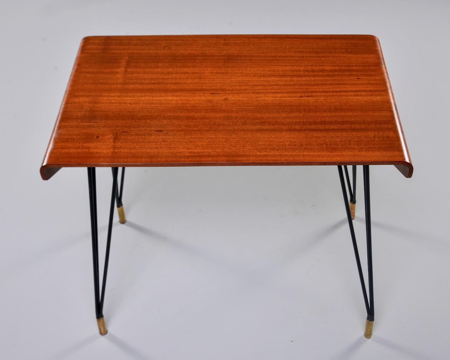 Mid-Century Modern Italian Midcentury Bent Wood Table with Iron Legs and Brass Feet