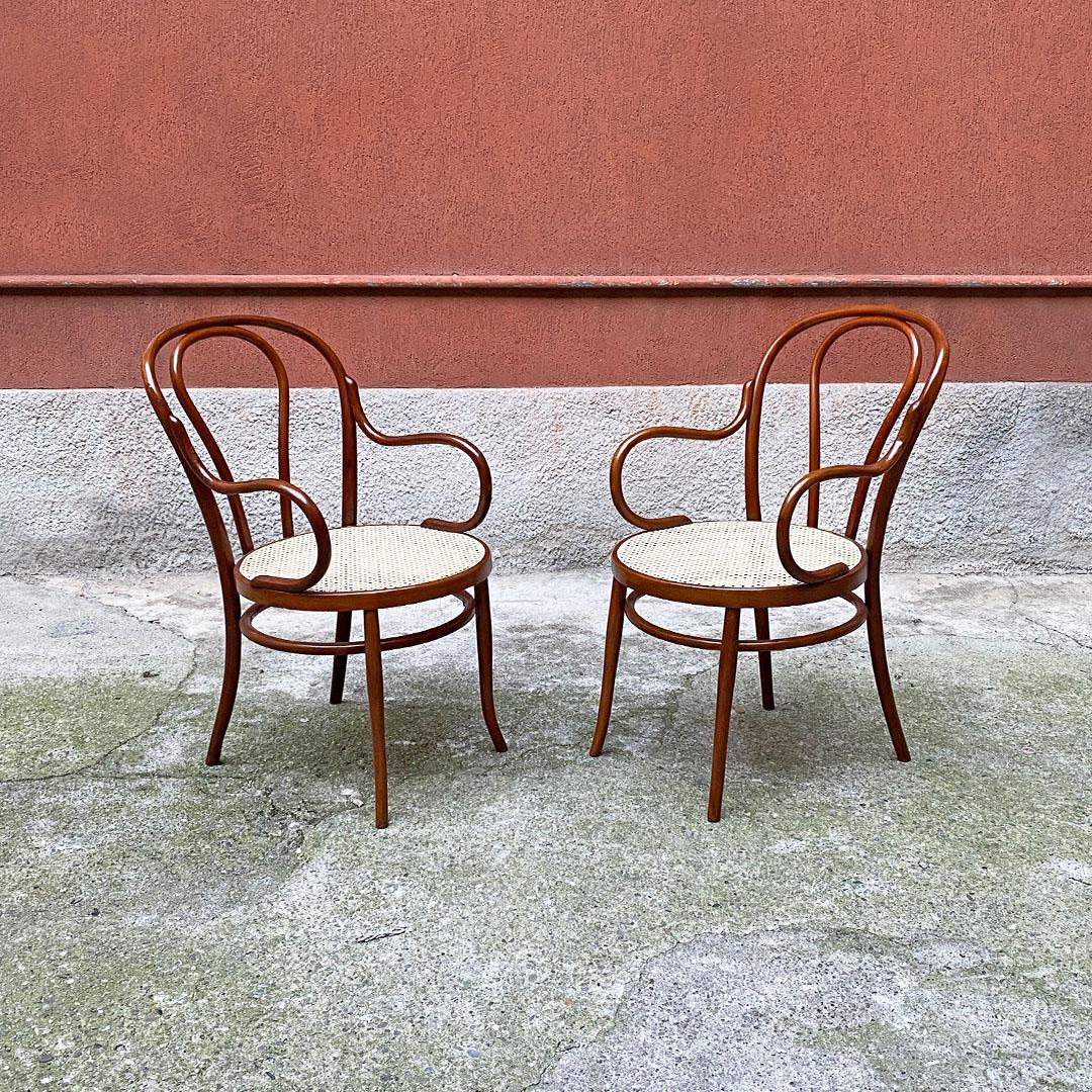 Mid-Century Modern Italian Mid Century Big Beech and Vienna Straw Thonet Style Chairs, 1950s For Sale