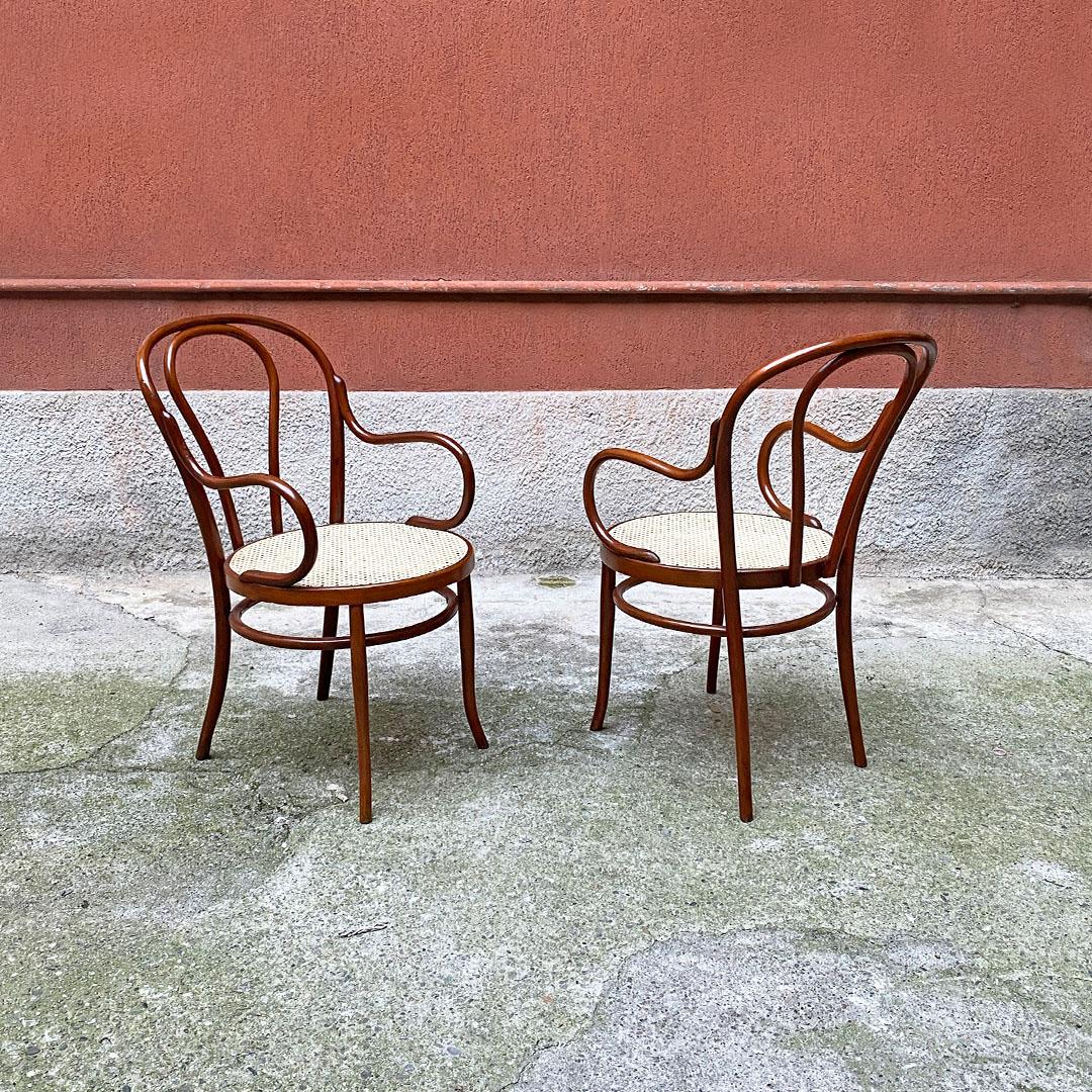 Italian Mid Century Big Beech and Vienna Straw Thonet Style Chairs, 1950s In Good Condition For Sale In MIlano, IT