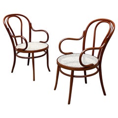 Italian Mid Century Big Beech and Vienna Straw Thonet Style Chairs, 1950s