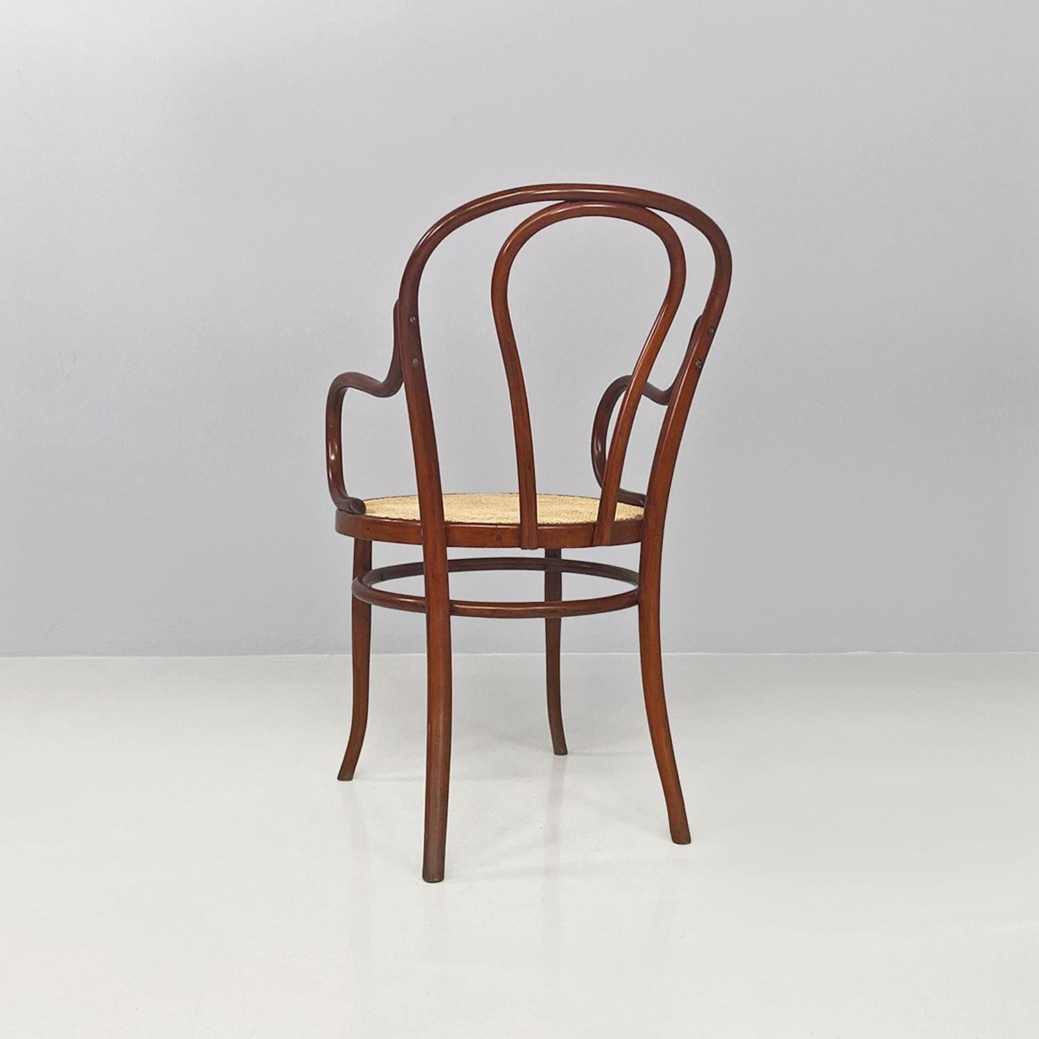 Italian mid-century big beech wood and Vienna straw Thonet chairs, 1950s For Sale 5