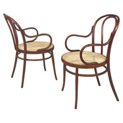 Vintage Italian mid-century big beech wood and Vienna straw Thonet chairs, 1950s