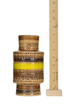 Italian Mid-Century Bitossi Brown and Yellow Ceramic Vase