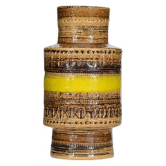 Italian Mid-Century Bitossi Brown and Yellow Ceramic Vase