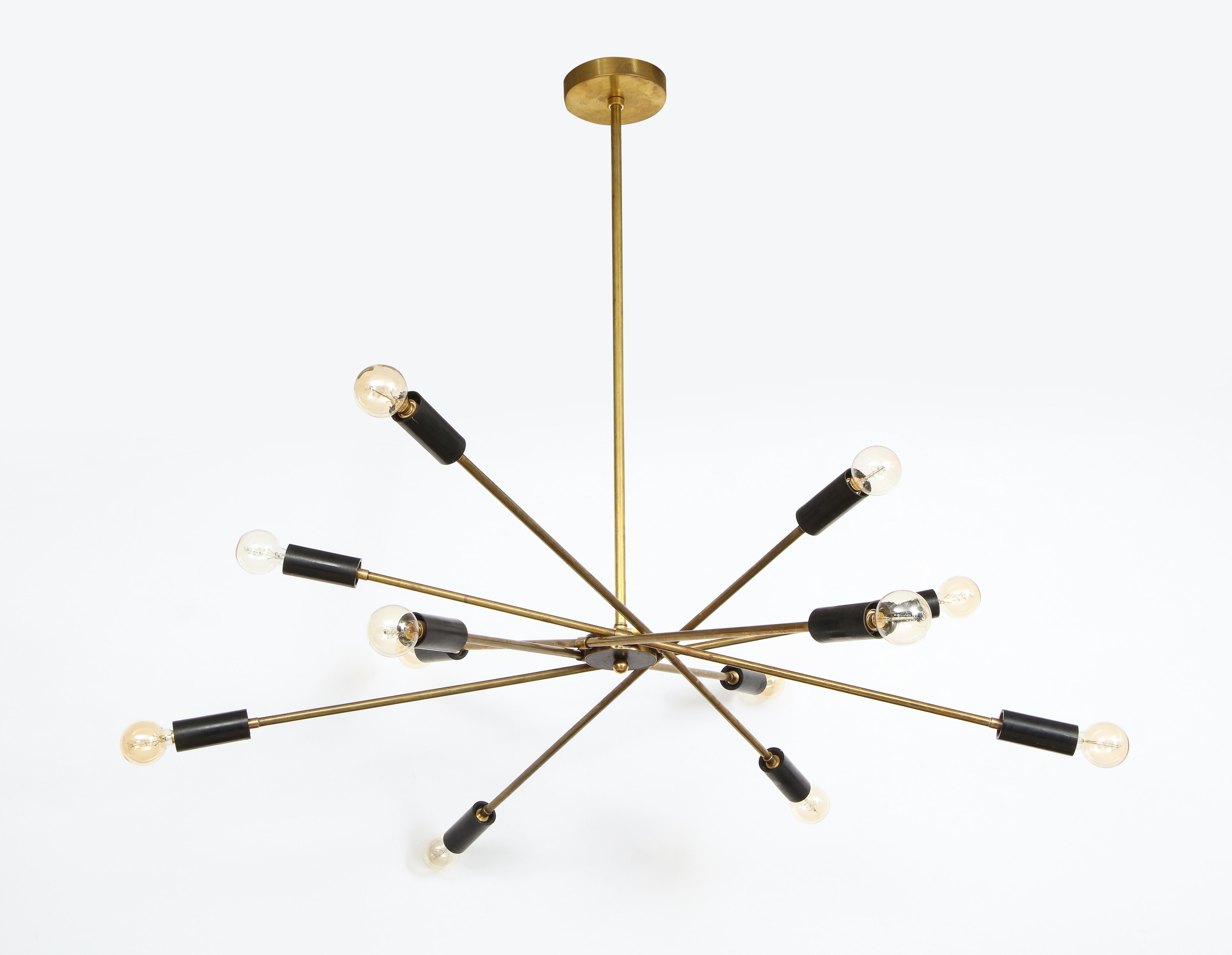 Italian Mid-Century Black and Brass Sputnik Chandelier 5