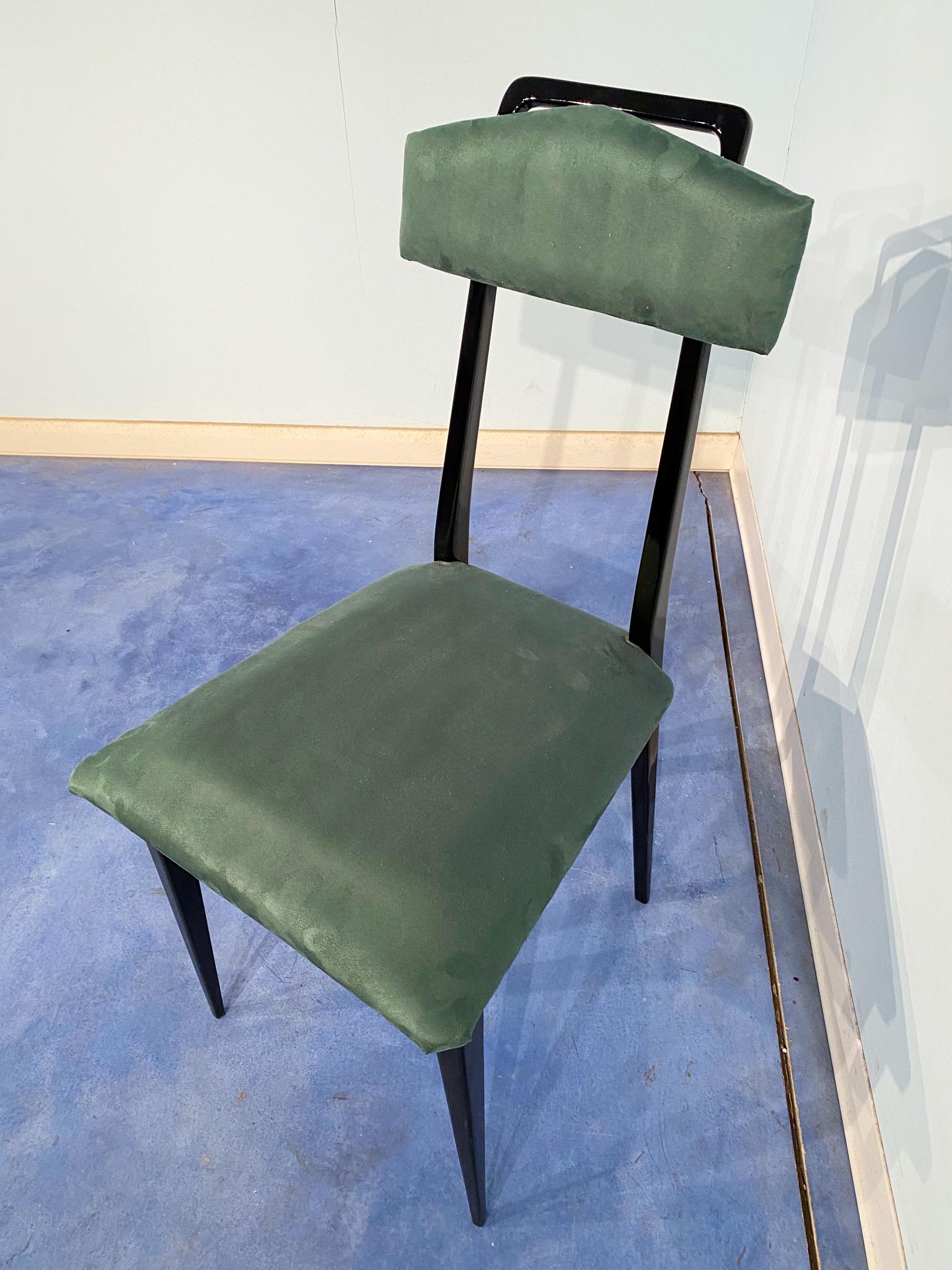 Italian Mid-Century Black and Green Color Dining Chairs, Set of Six, 1950s For Sale 10