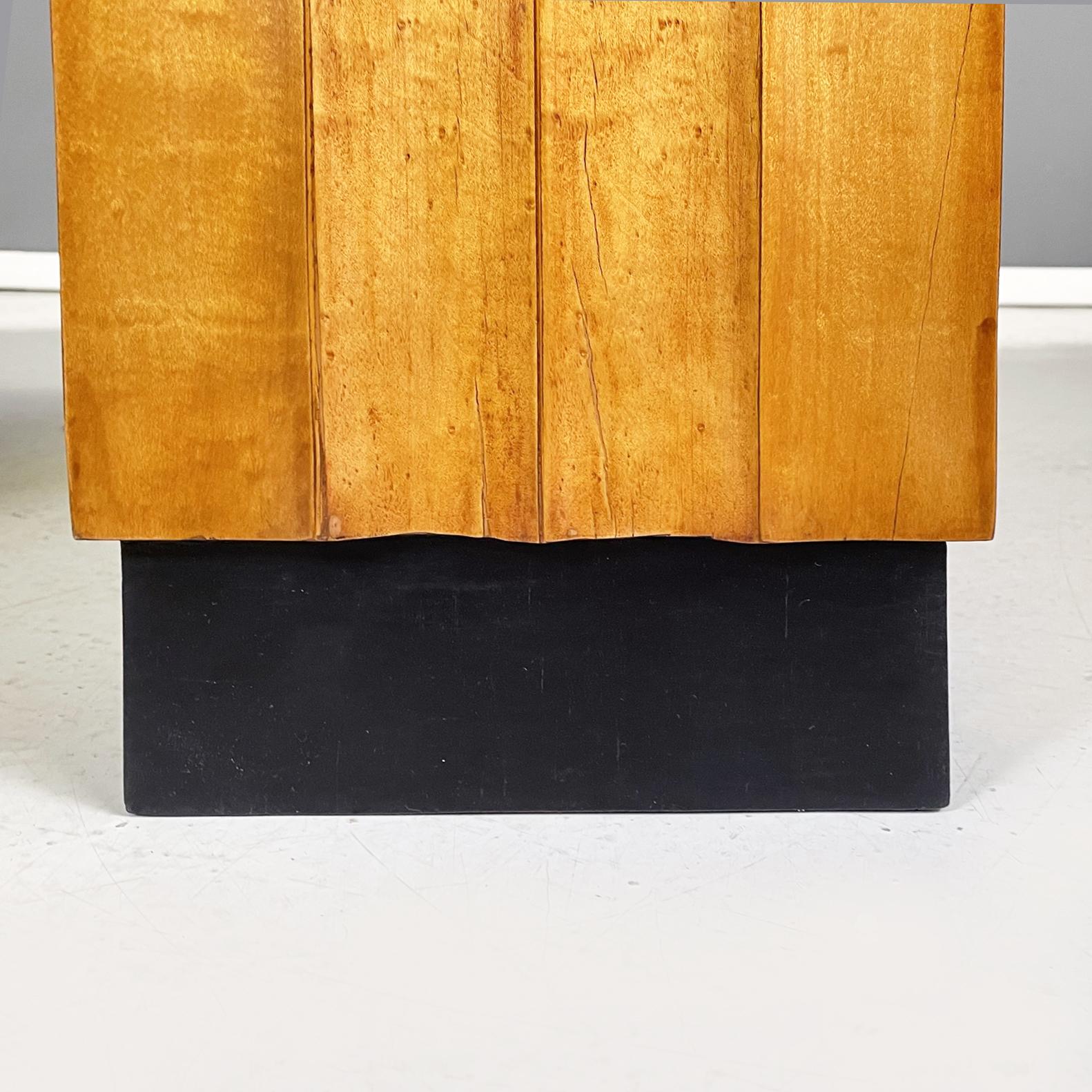 Italian Midcentury Black Light Wooden Square Pedestals with Wavy Profile, 1960s For Sale 6