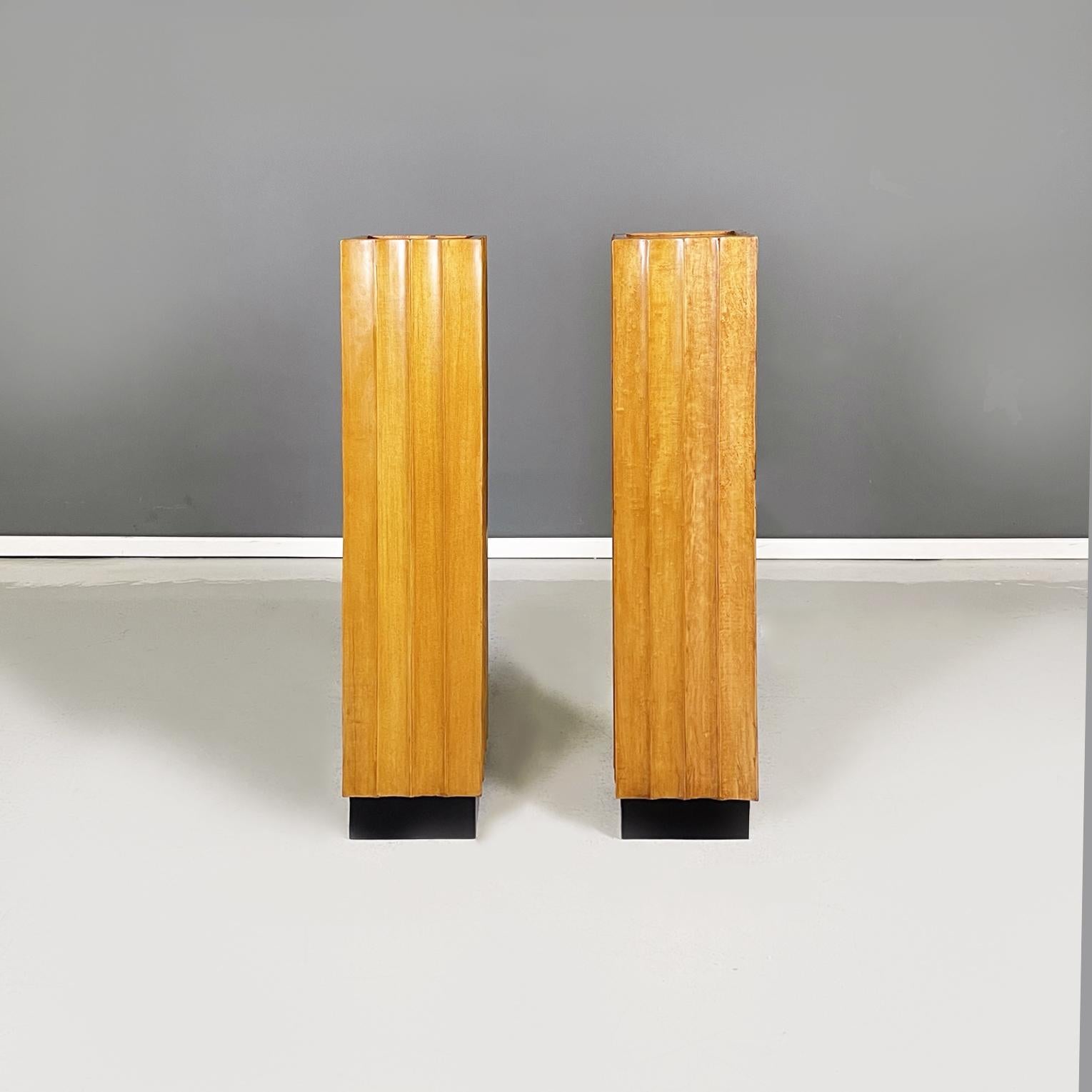 Mid-Century Modern Italian Midcentury Black Light Wooden Square Pedestals with Wavy Profile, 1960s For Sale