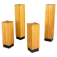 Vintage Italian Midcentury Black Light Wooden Square Pedestals with Wavy Profile, 1960s
