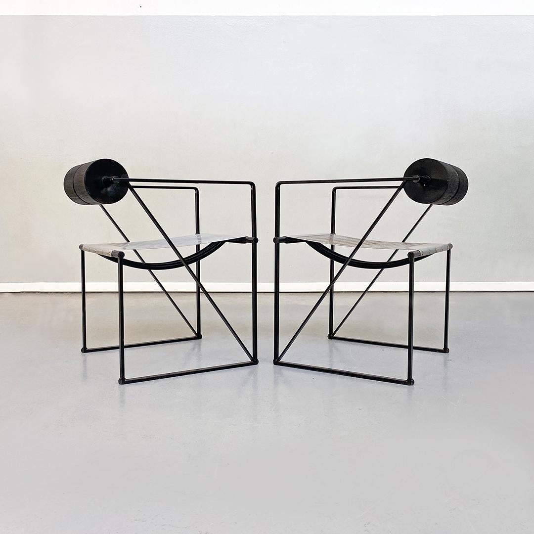 Italian mid-century black metal chairs 