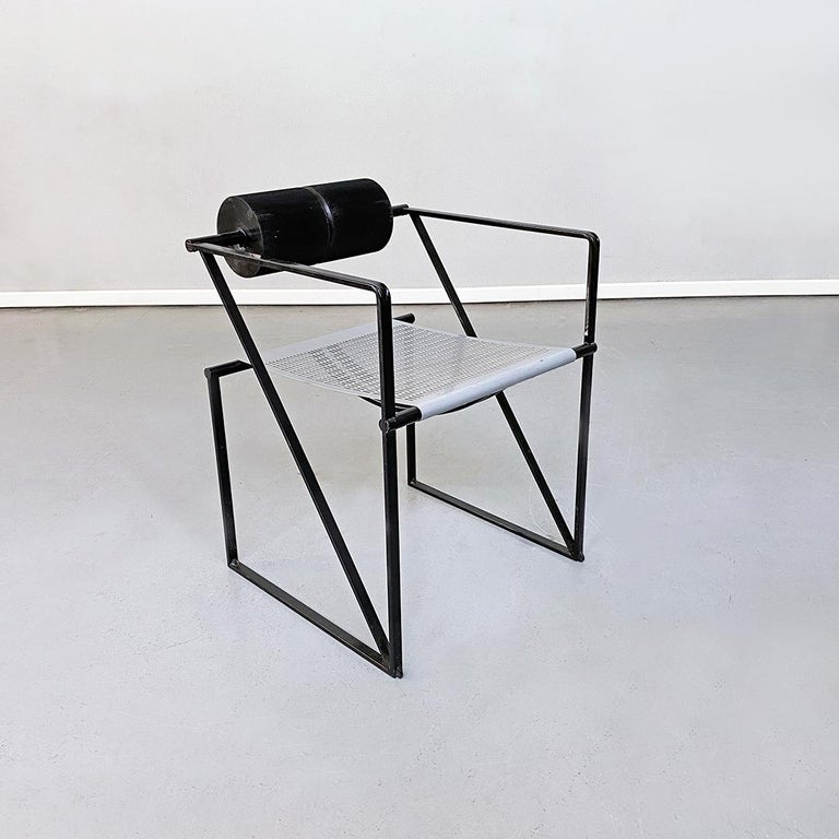 Plastic Italian Mid-Century Black Metal Chairs 