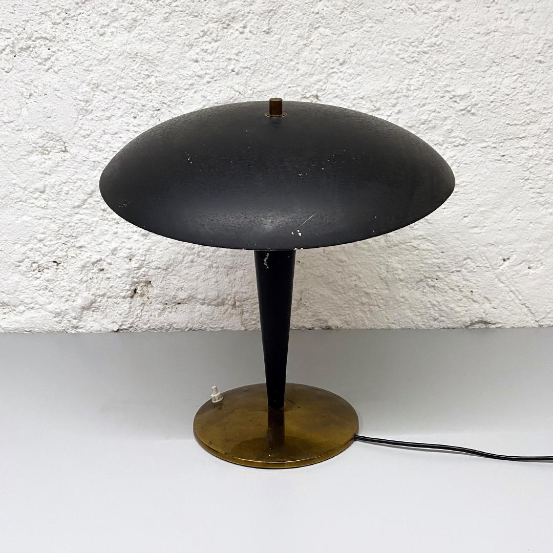 Mid-Century Modern Italian Midcentury Black Metal Table Lamp with Tiltable Lampshade, 1930s