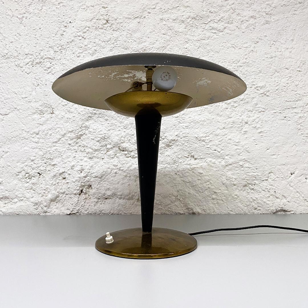 Mid-20th Century Italian Midcentury Black Metal Table Lamp with Tiltable Lampshade, 1930s