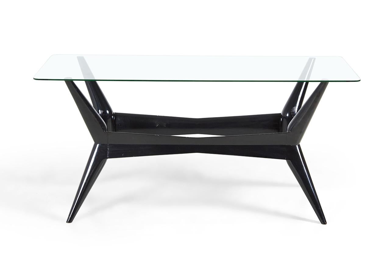 20th Century Italian Mid-Century Black Painted Coffee Table For Sale