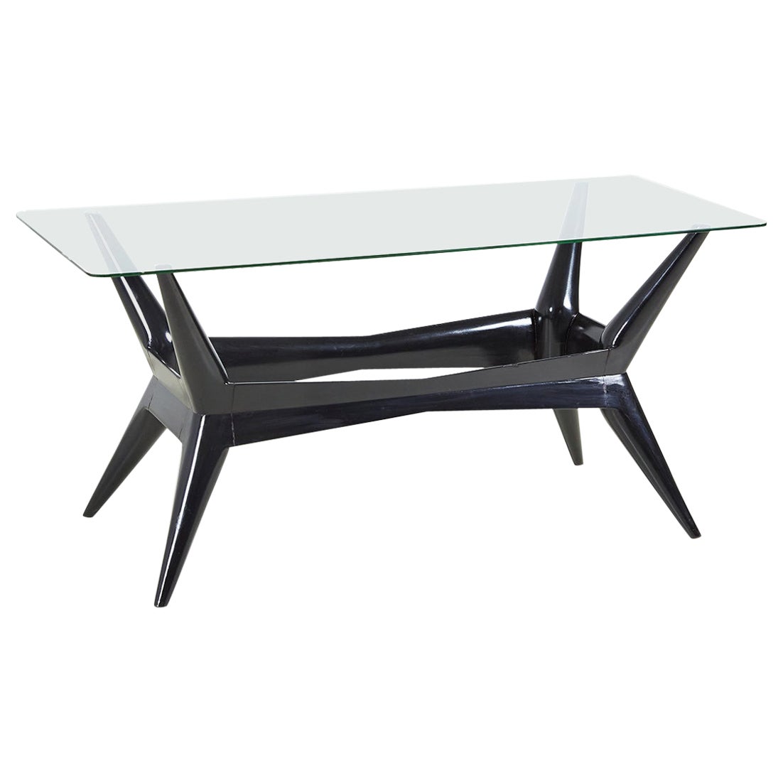 Mesa de centro italiana de mediados de siglo pintada de negro