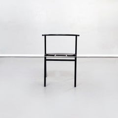 Italian Mid-Century Black Steel Leather Cafè Chairs by Starck for Baleri, 1980s