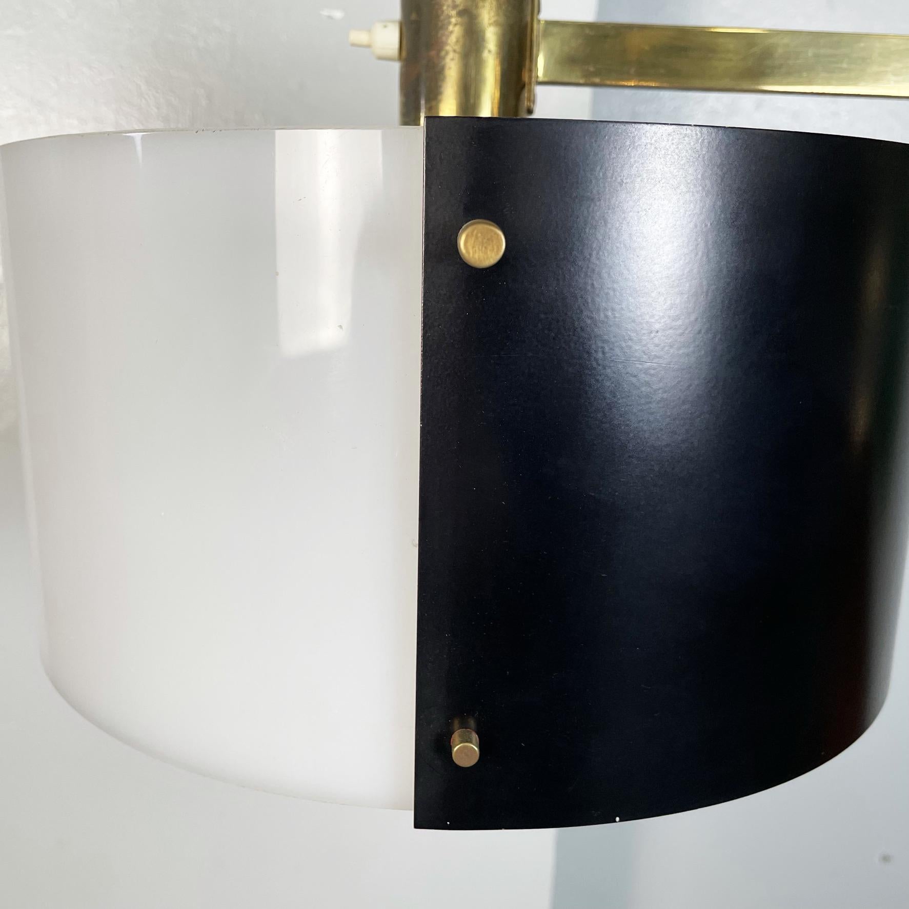 Italian Mid-Century Black White Metal Plastic Brass Wall Lamp by Stilnovo, 1950s 3