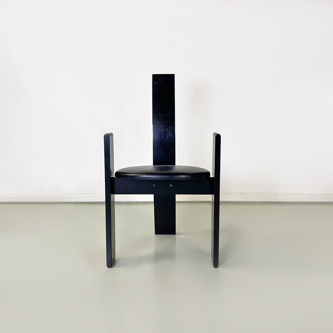 Mid-Century Modern Italian Midcentury Black Wood Golem Chairs, Vico Magistretti, Carlo Poggi, 1968 For Sale