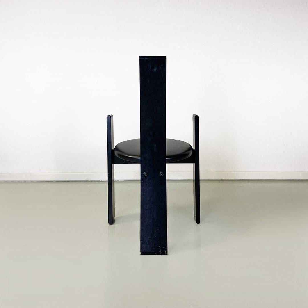 Lacquered Italian Midcentury Black Wood Golem Chairs, Vico Magistretti, Carlo Poggi, 1968 For Sale