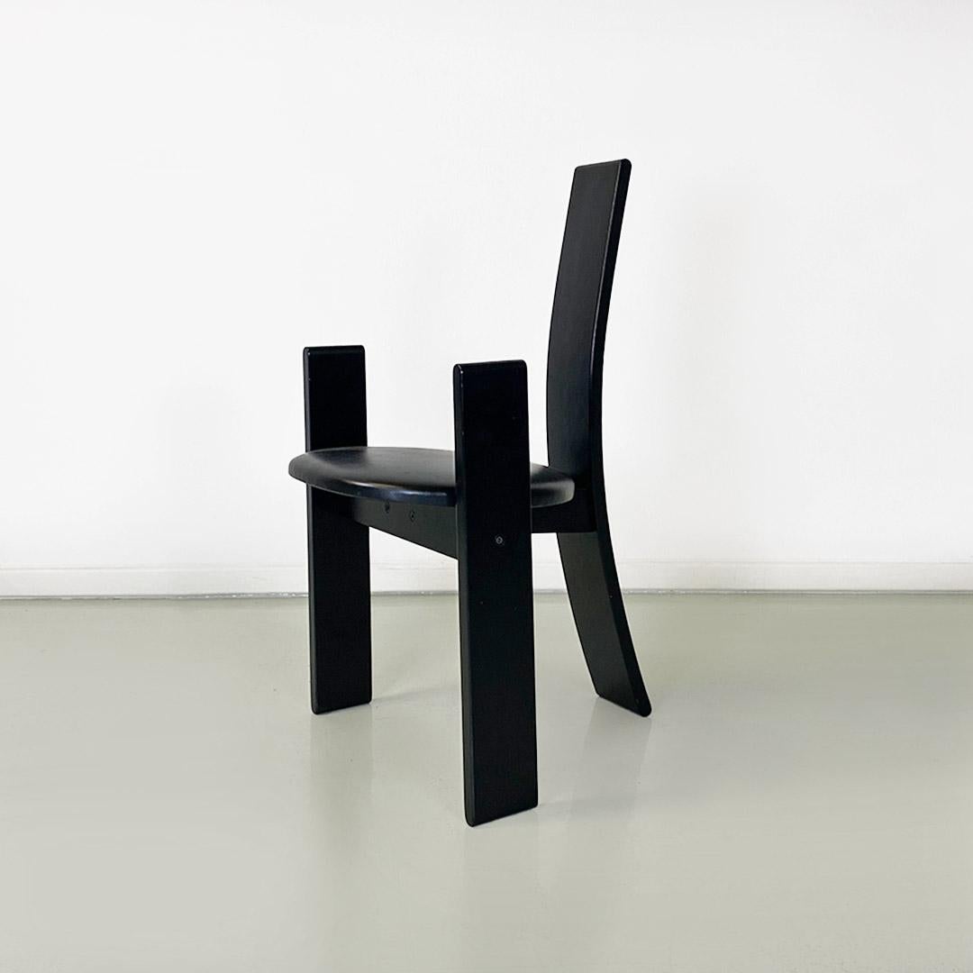 Italian Midcentury Black Wood Golem Chairs, Vico Magistretti, Carlo Poggi, 1968 For Sale 1