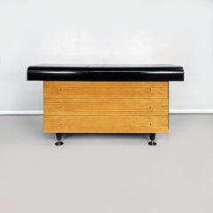 Italian Mid-Century Black Wooden, Brass Console by Pierre Cardin, 1980s