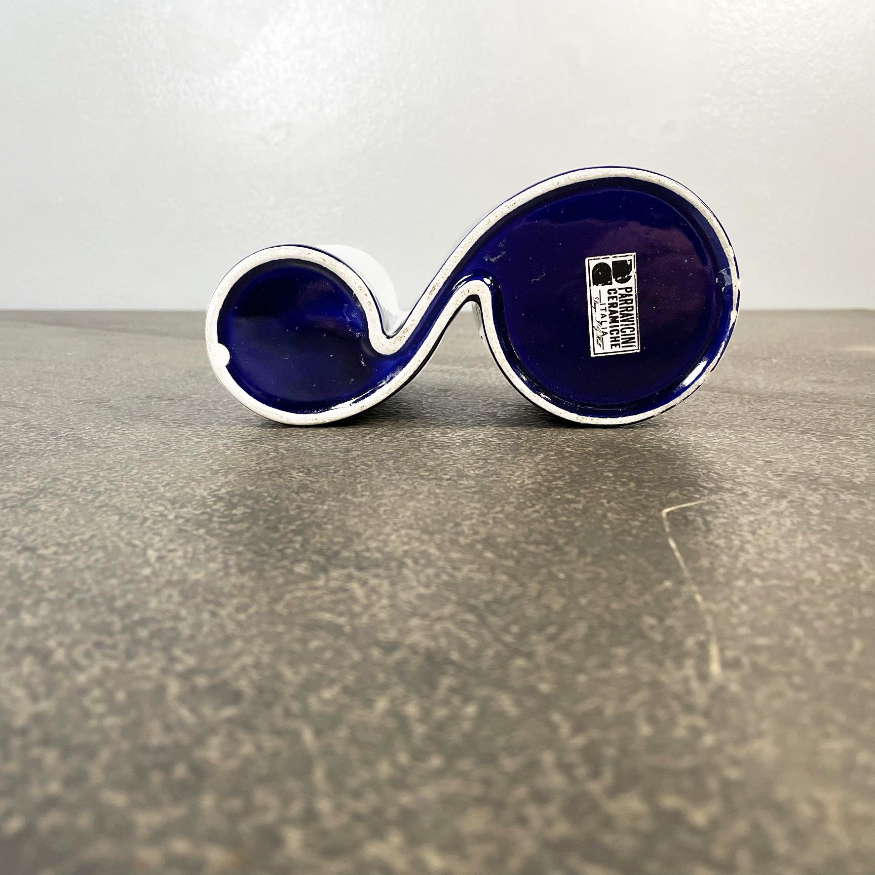 Italienische blaue Keramikvase aus der Mitte des Jahrhunderts von Parravicini Ceramiche, Italien, 1960er Jahre im Angebot 1