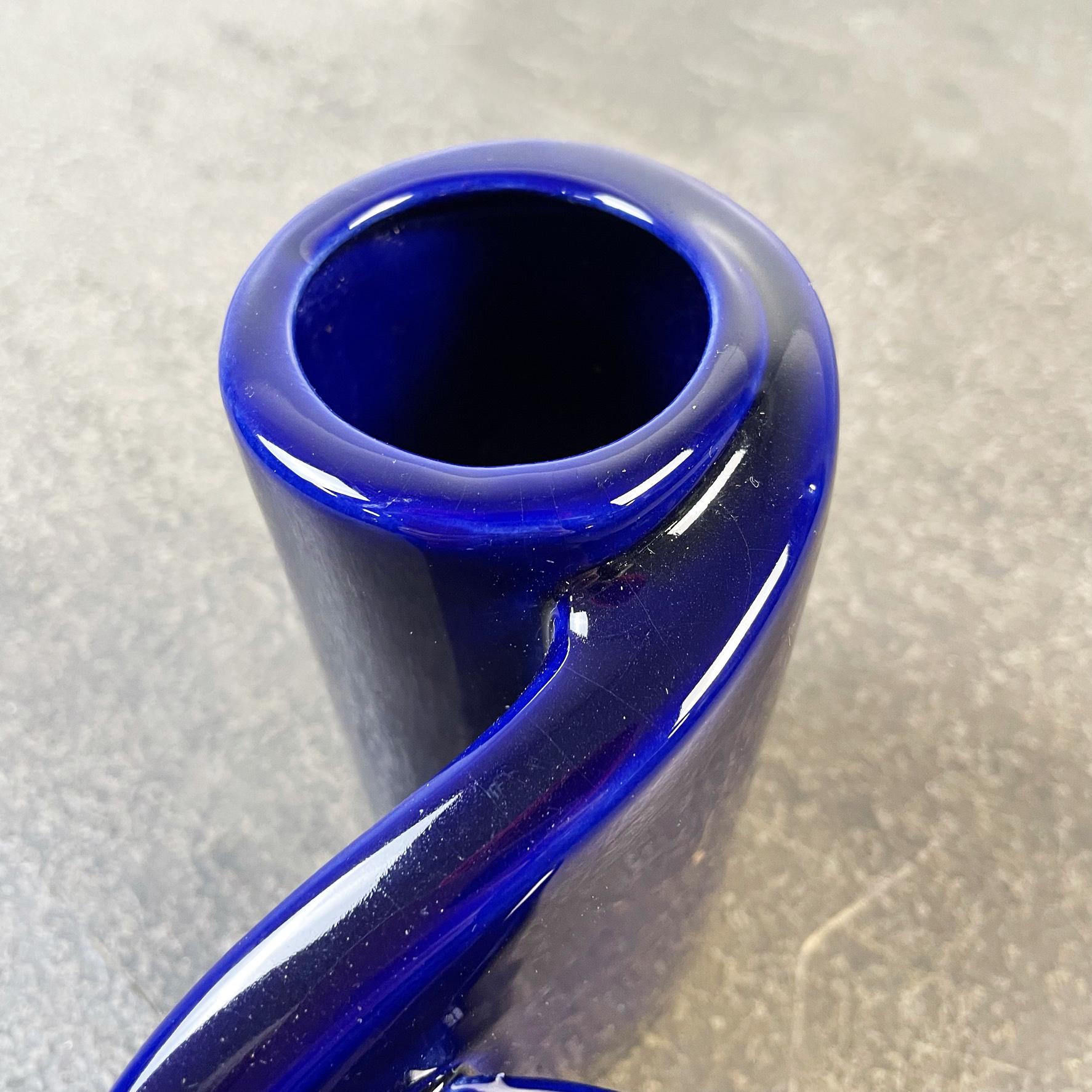 Italian Mid-Century Blue Ceramic Vase by Parravicini Ceramiche Italy, 1960s For Sale 2