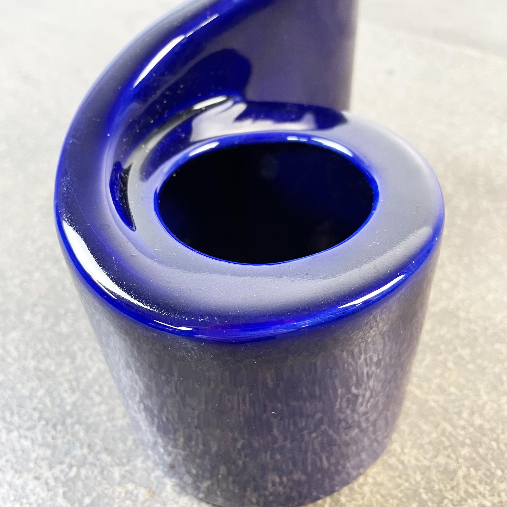 Italian Mid-Century Blue Ceramic Vase by Parravicini Ceramiche Italy, 1960s For Sale 3