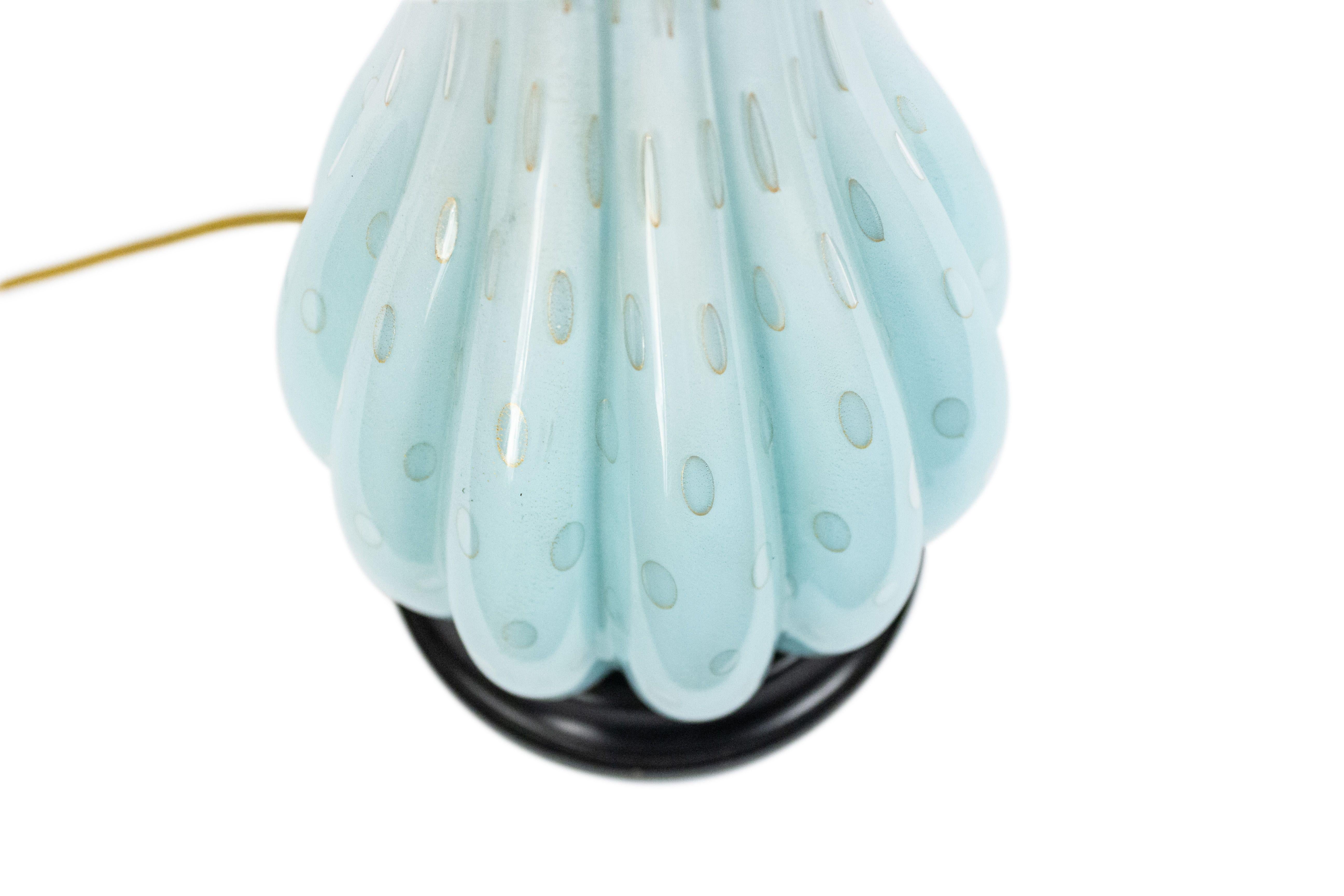 Italian Midcentury Blue Glass Table Lamp In Good Condition In New York, NY