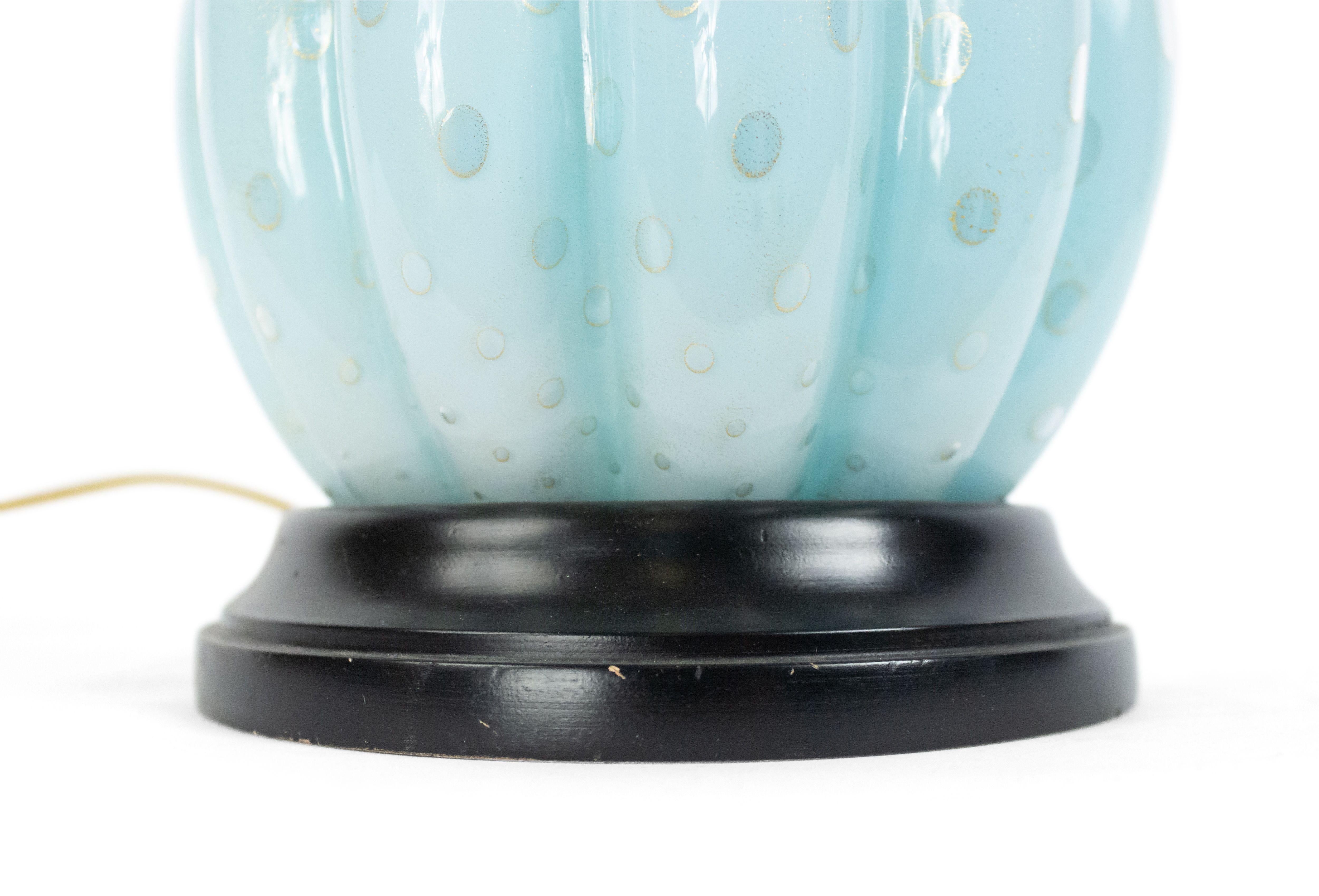 Murano Glass Italian Midcentury Blue Glass Table Lamp