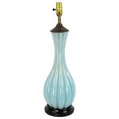 Vintage Italian Midcentury Blue Glass Table Lamp