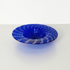 Italian Mid-Century Blue Murano Glass Centerpiece with Golden Decoration, 1960s