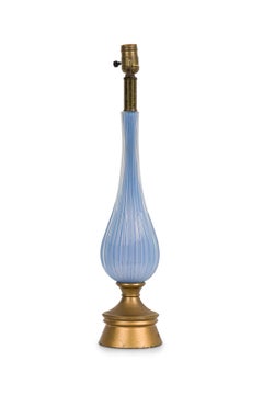 Italian Mid-Century Blue Murano Glass Table Lamp