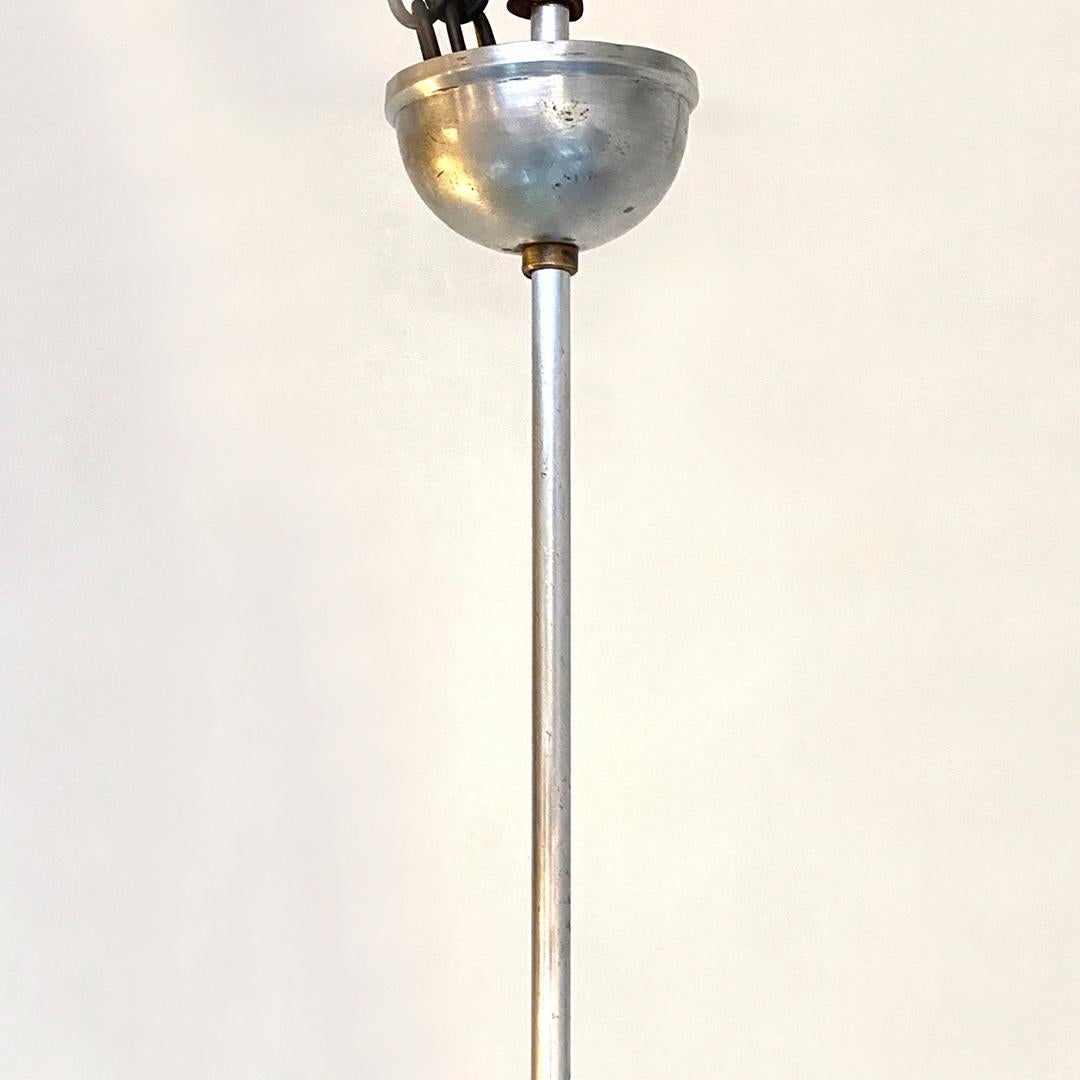 Italian Mid-Century Blue Sphere Chandelier with Iridescent and Metal Rod, 1900s 3