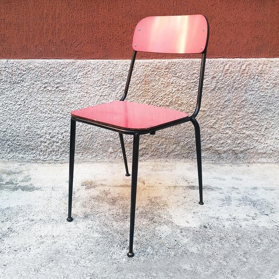 Mid-20th Century Italian Midcentury Blue, Yellow and Red Laminate Chairs, 1950s