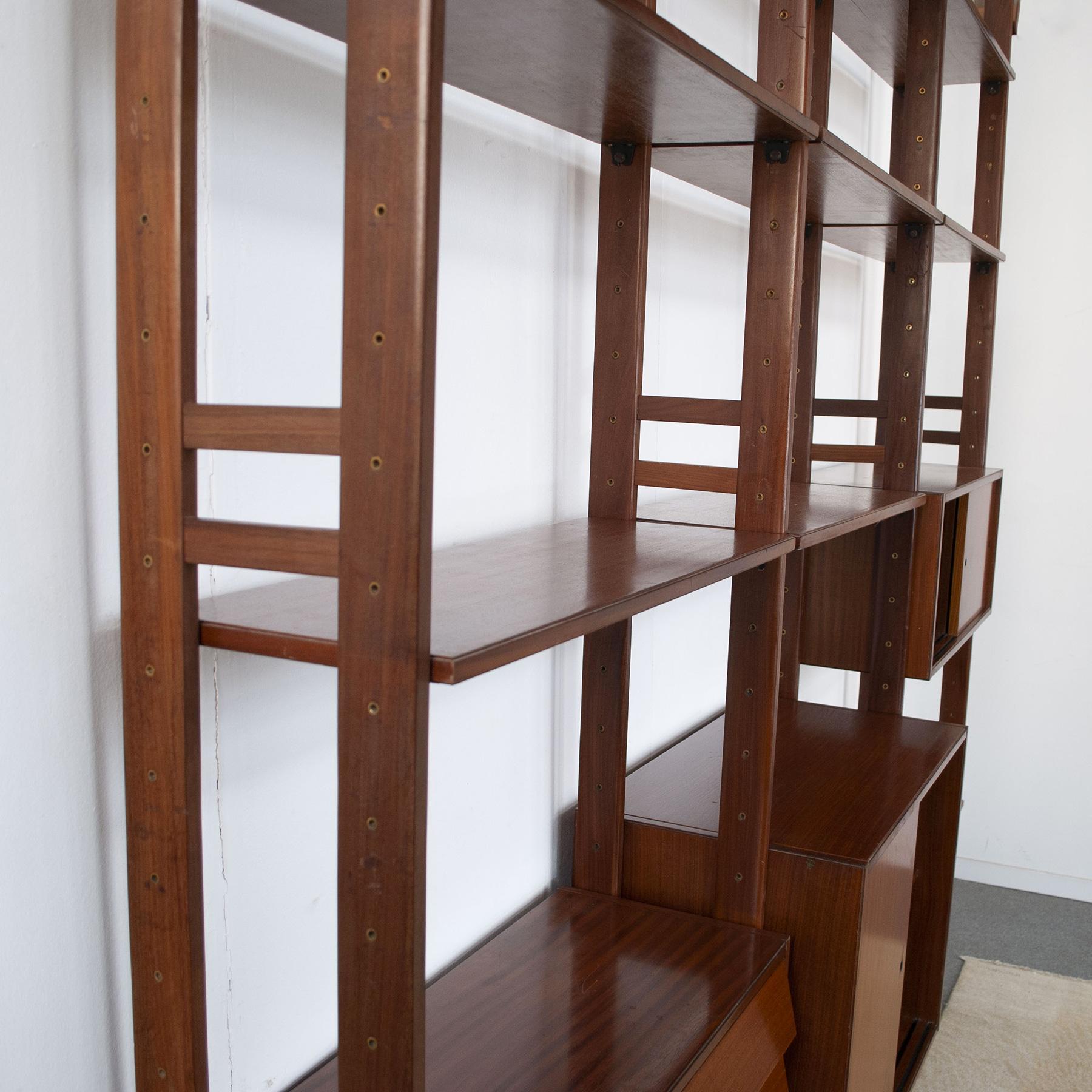 Italian Midcentury Bookcase in Wood from the Sixties 4