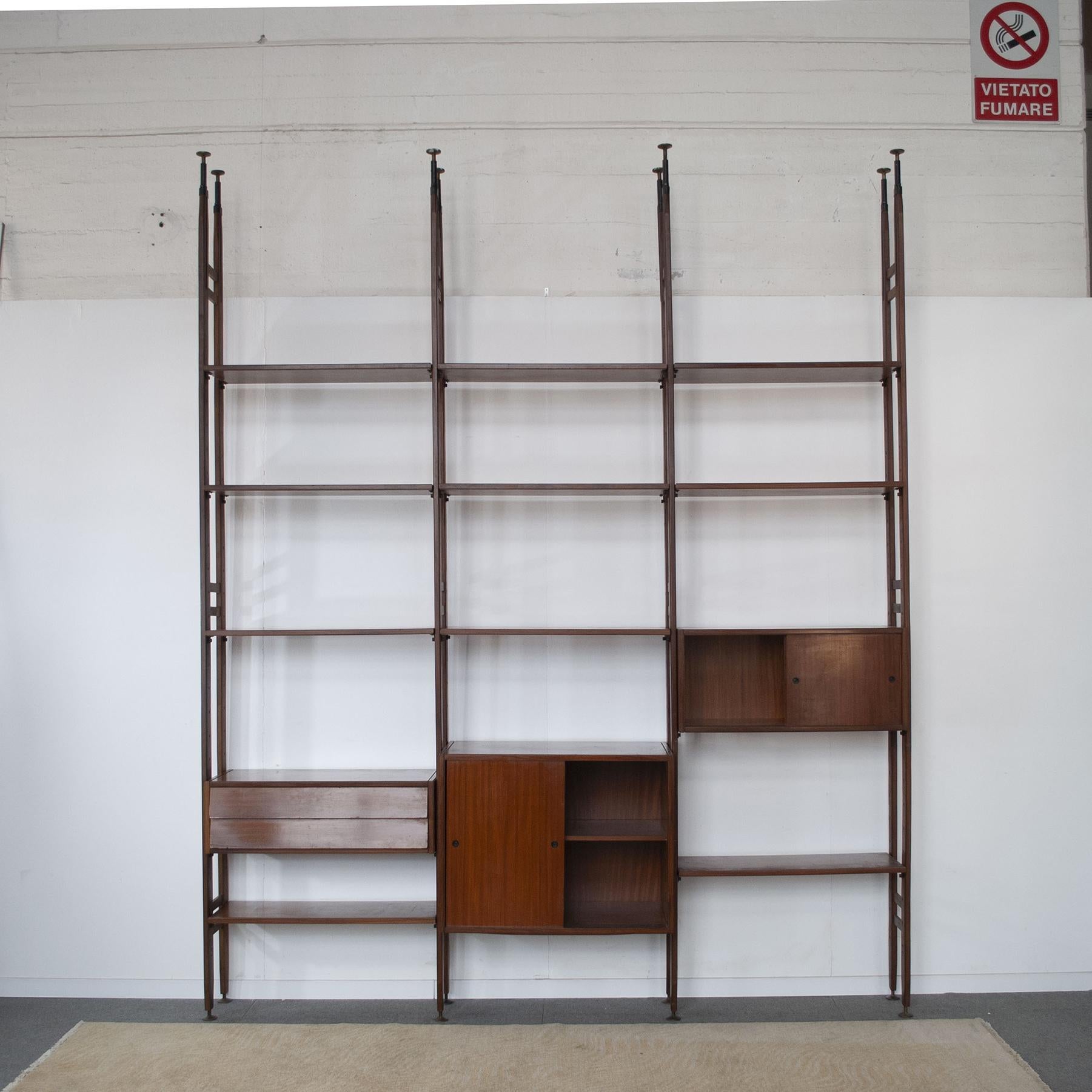 Italian Midcentury Bookcase in Wood from the Sixties 7