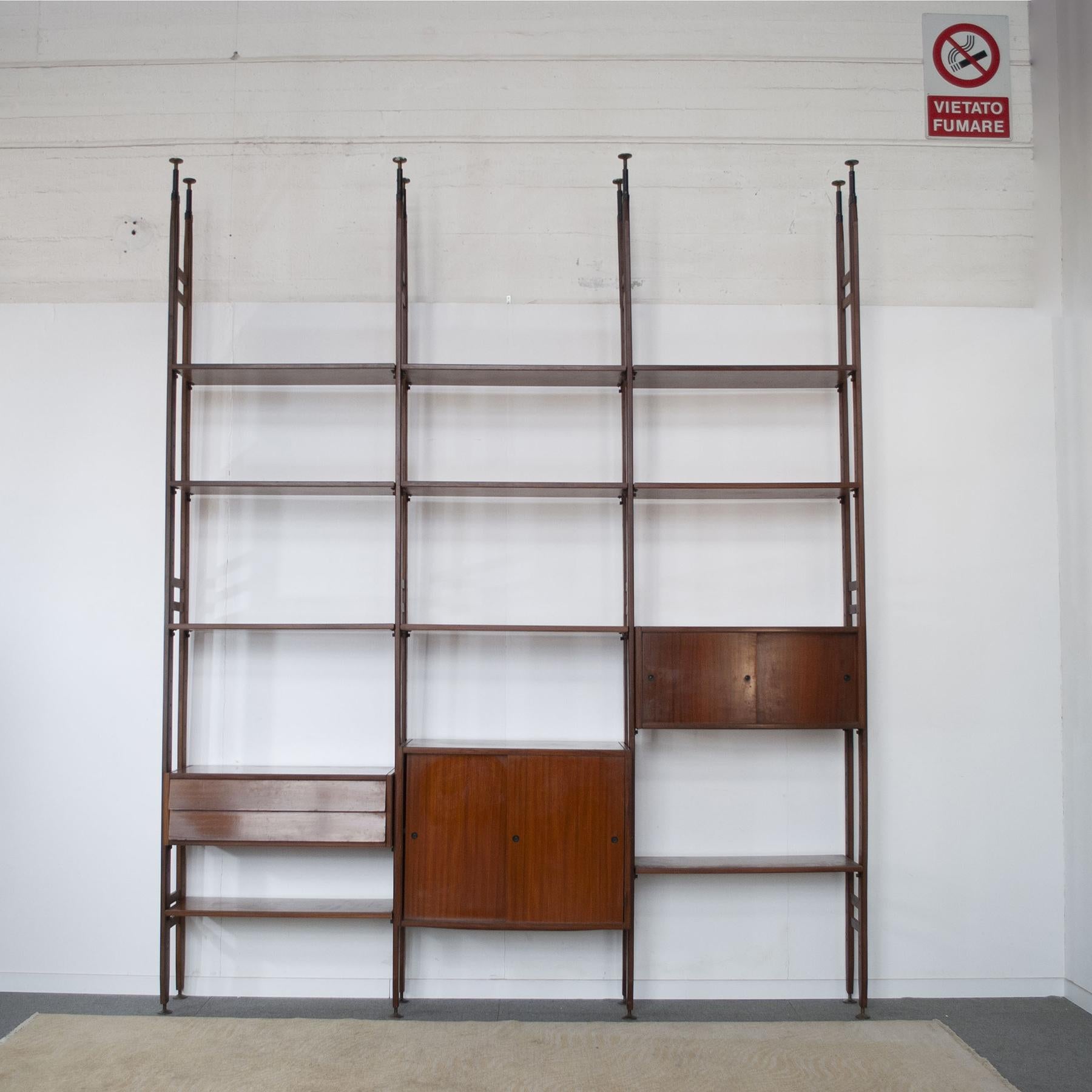 Mid-20th Century Italian Midcentury Bookcase in Wood from the Sixties