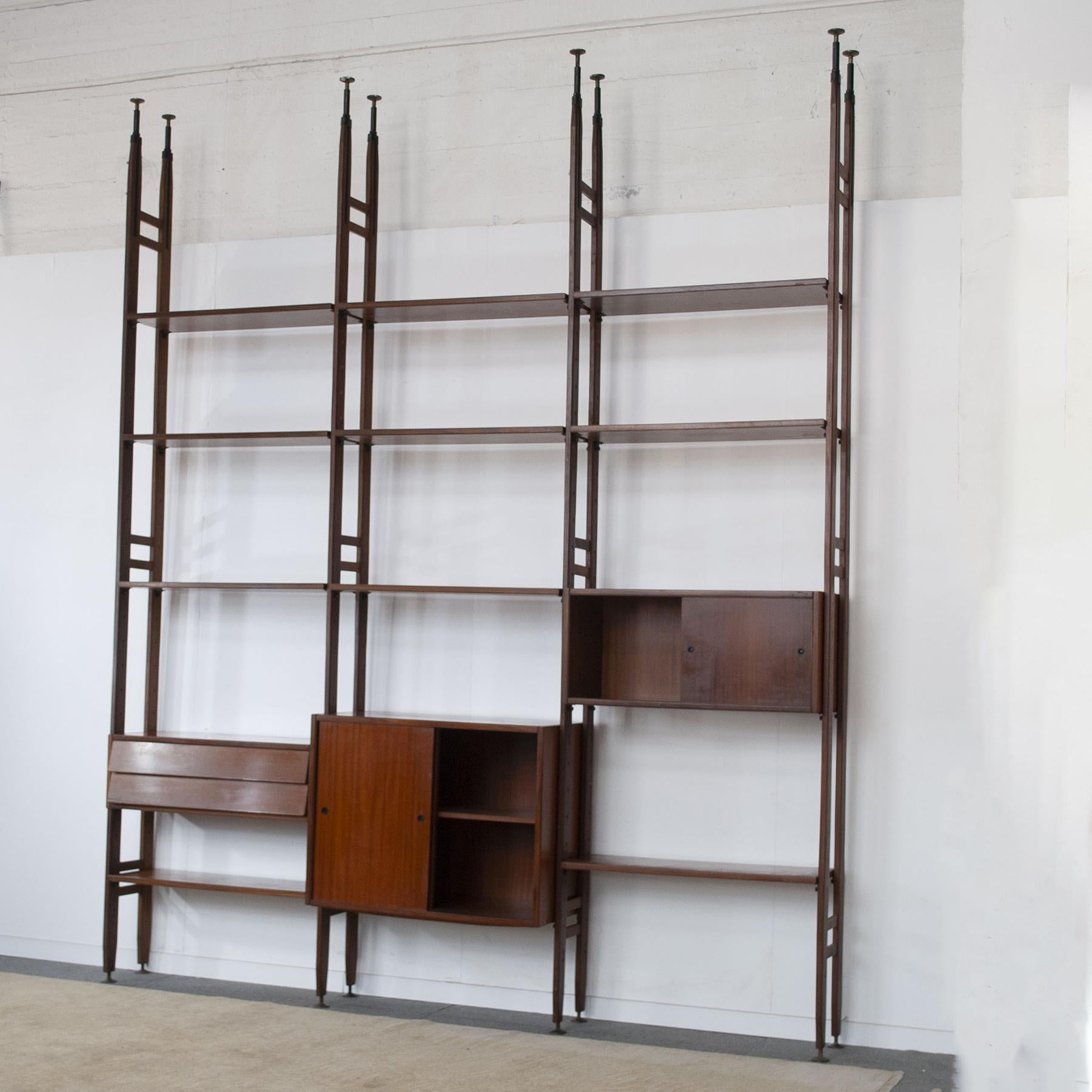 Italian Midcentury Bookcase in Wood from the Sixties 1