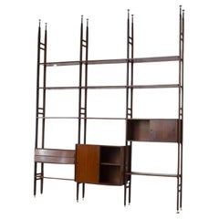 Italian Midcentury Bookcase in Wood from the Sixties