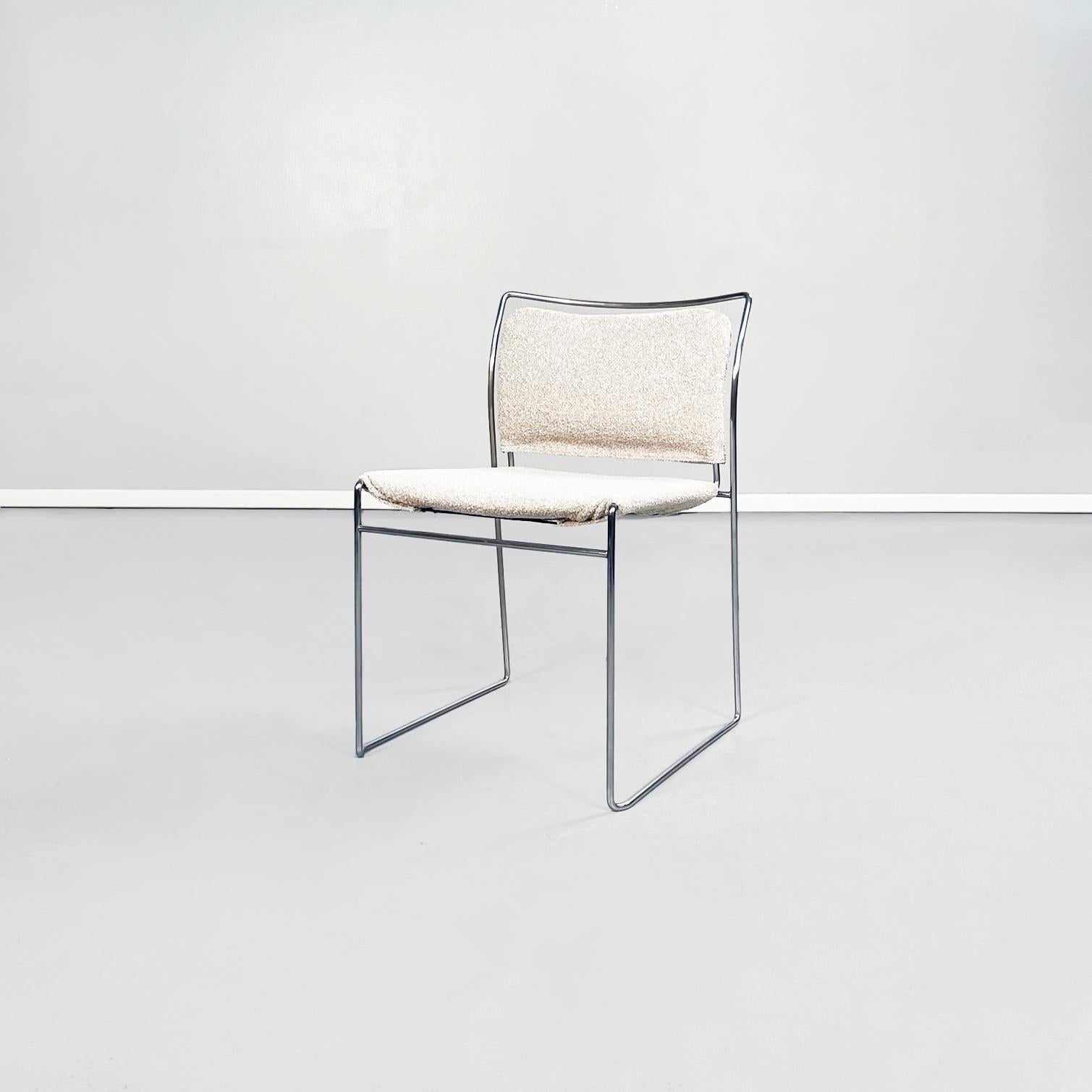 Mid-Century Modern Italian Mid-Century Bouclè Fabric n Steel Tulu Chairs by Takahama Cassina, 1968