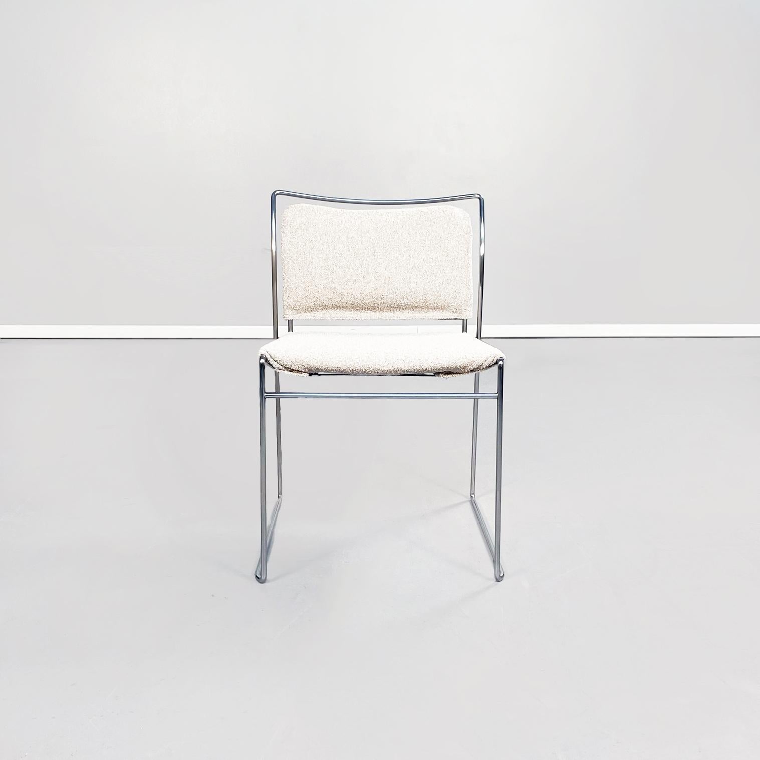 Italian Mid-Century Bouclè Fabric n Steel Tulu Chairs by Takahama Cassina, 1968 In Good Condition In MIlano, IT